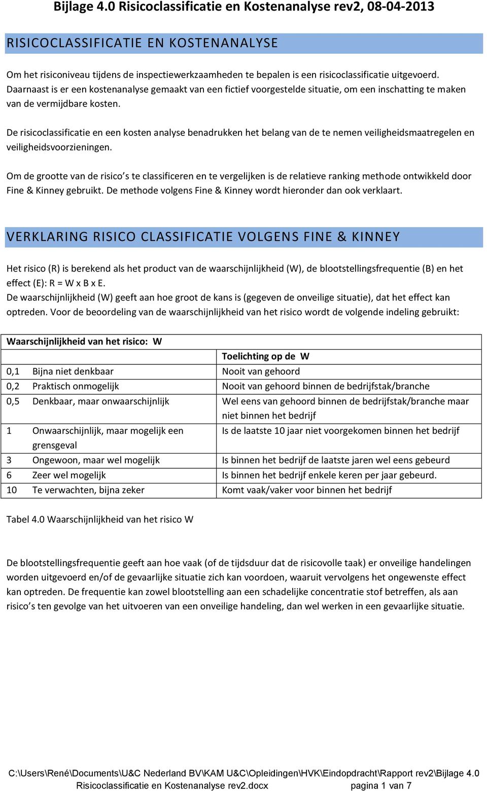 De risicoclassificatie en een kosten analyse benadrukken het belang van de te nemen veiligheidsmaatregelen en veiligheidsvoorzieningen.