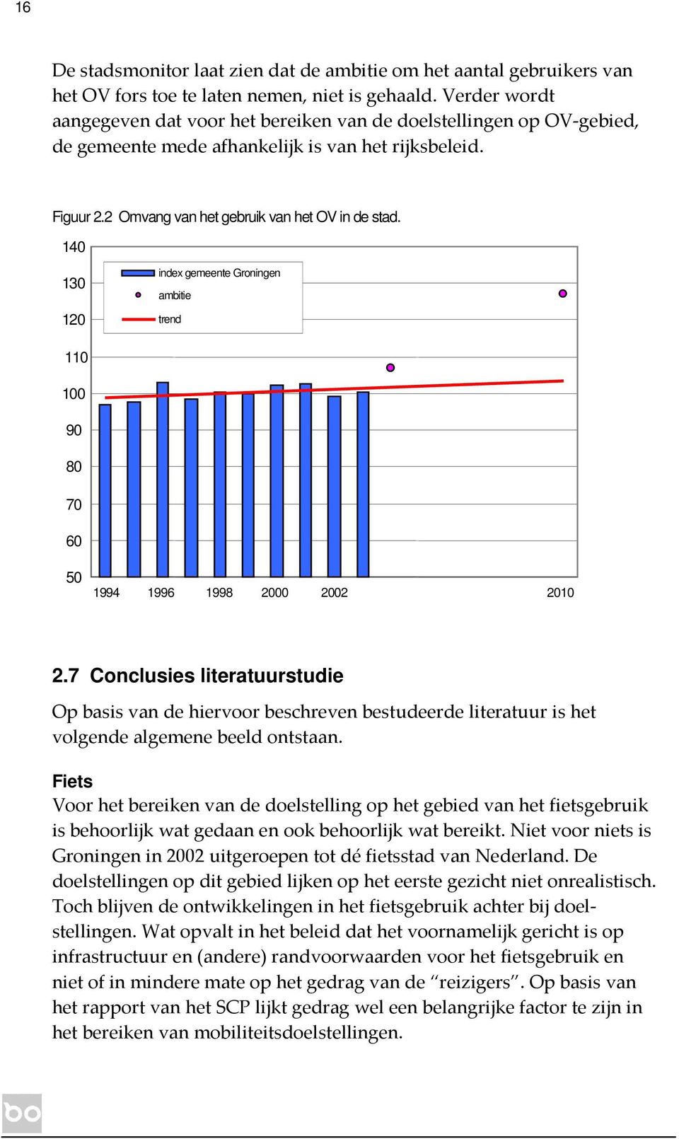 140 130 120 index gemeente Groningen ambitie trend 110 100 90 80 70 60 50 1994 1996 1998 2000 2002 2010 2.