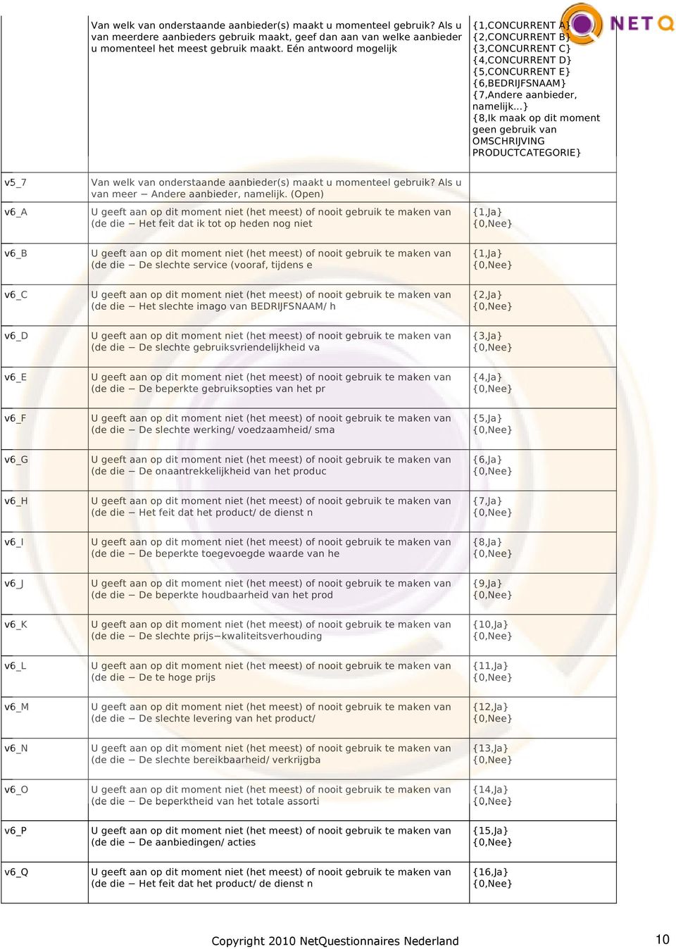 ..} {8,Ik maak op dit moment geen gebruik van OMSCHRIJVING PRODUCTCATEGORIE} v5_7 v6_a Van welk van onderstaande aanbieder(s) maakt u momenteel gebruik? Als u van meer Andere aanbieder, namelijk.