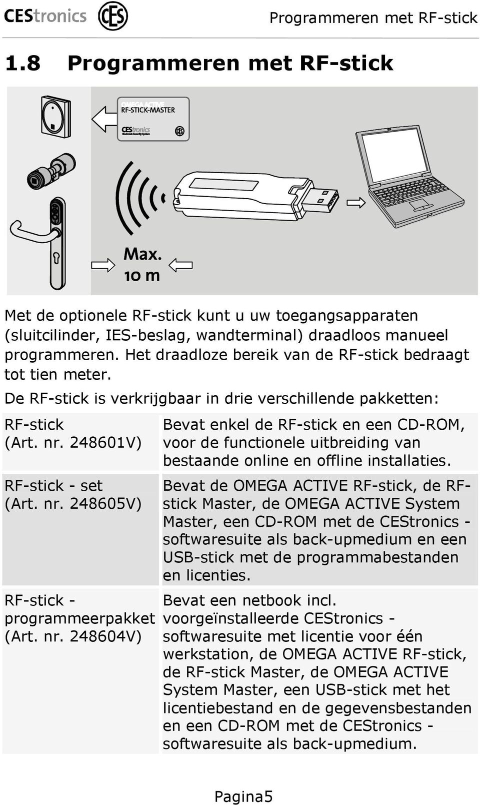 nr. 248604V) Bevat enkel de RF-stick en een CD-ROM, voor de functionele uitbreiding van bestaande online en offline installaties.