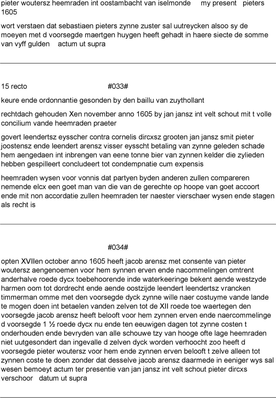 jansz int velt schout mit t volle concilium vande heemraden praeter govert leendertsz eysscher contra cornelis dircxsz grooten jan jansz smit pieter joostensz ende leendert arensz visser eysscht