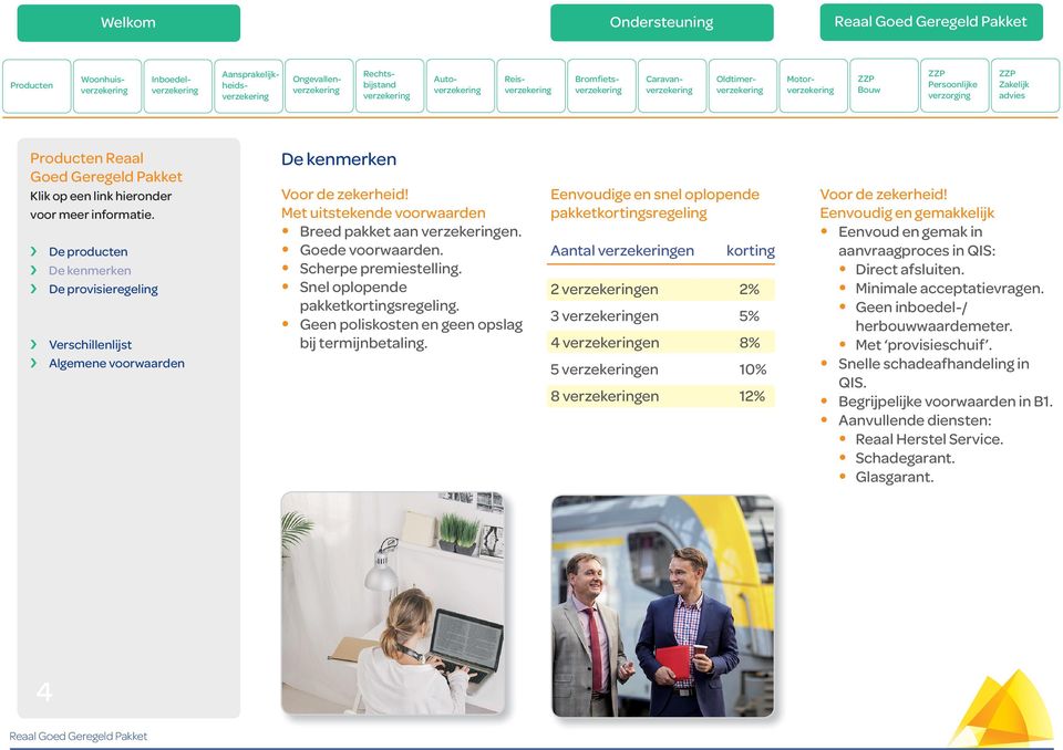 Eenvoudige en snel oplopende pakketkortingsregeling Aantal en korting 2 en 2% 3 en 5% 4 en 8% 5 en 10% 8 en 12% Voor de zekerheid!