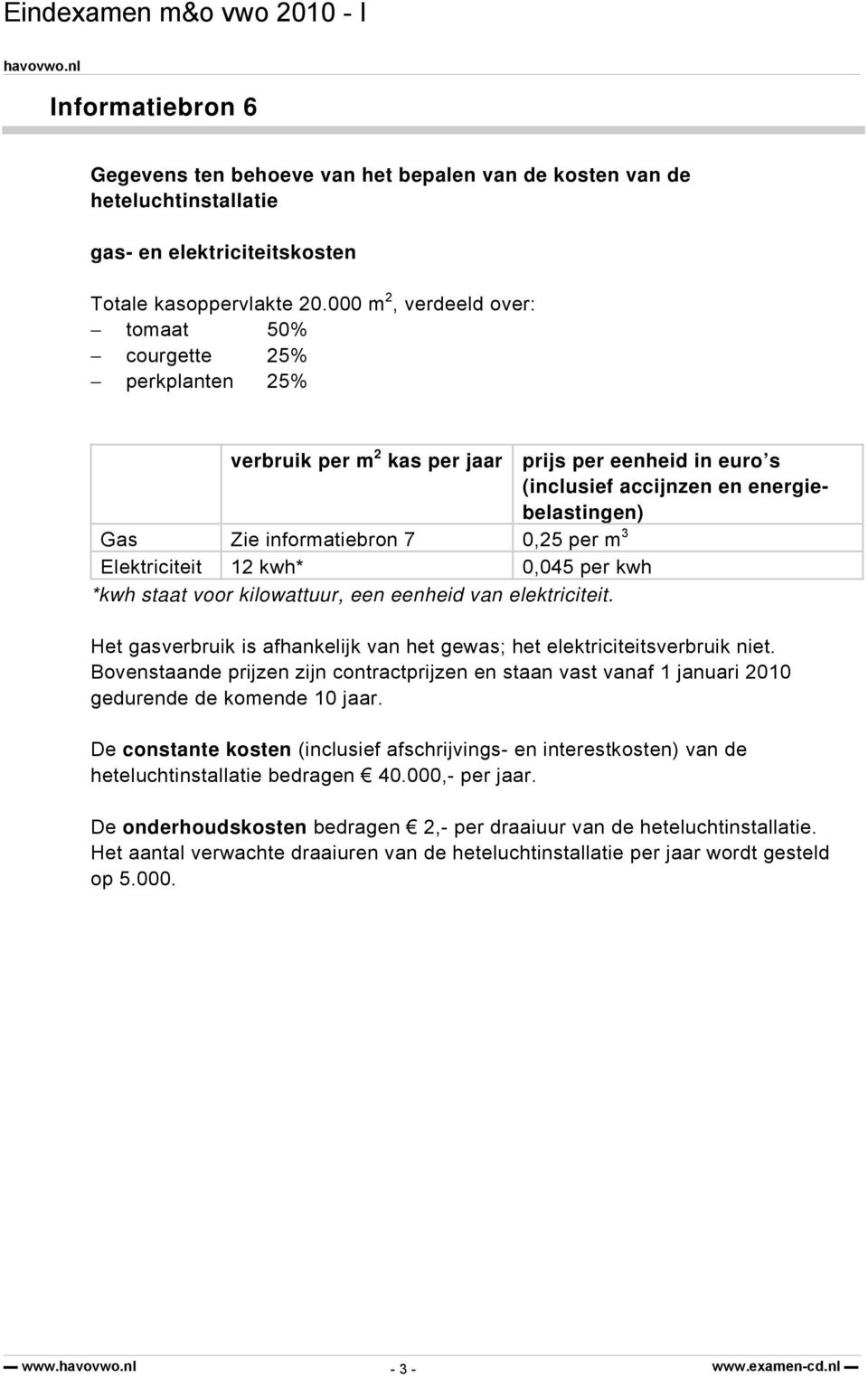 per m 3 Elektriciteit 12 kwh* 0,045 per kwh *kwh staat voor kilowattuur, een eenheid van elektriciteit. Het gasverbruik is afhankelijk van het gewas; het elektriciteitsverbruik niet.