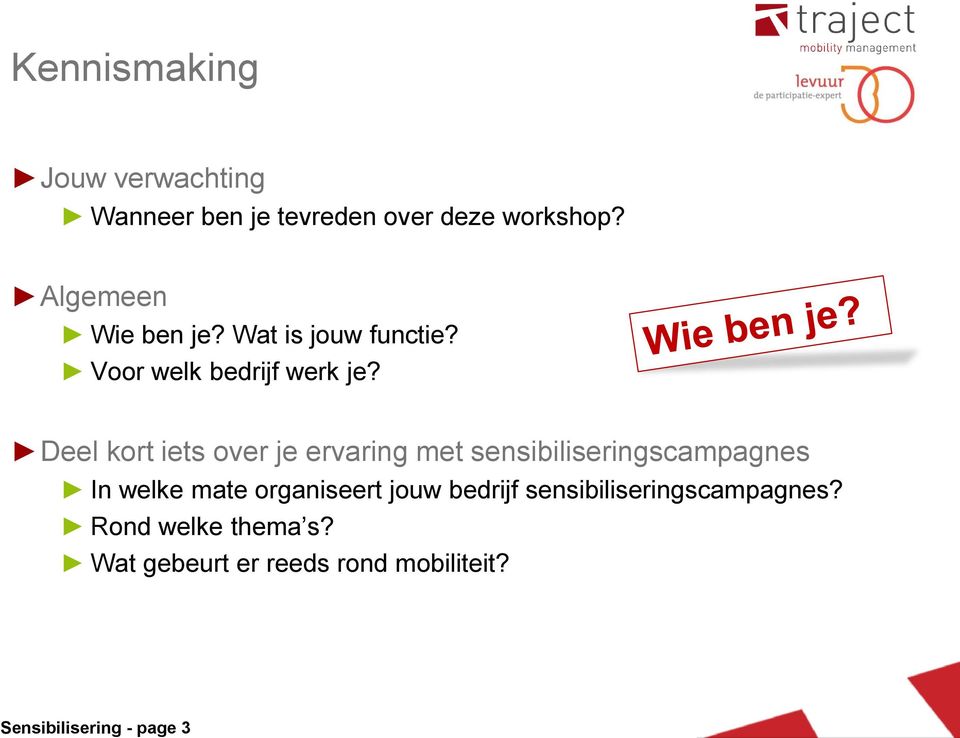 Deel kort iets over je ervaring met sensibiliseringscampagnes In welke mate organiseert