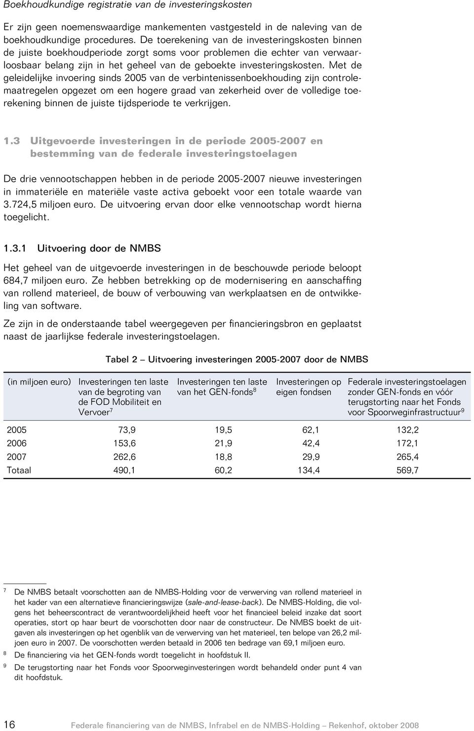 Met de geleidelijke invoering sinds 2005 van de verbintenissenboekhouding zijn controlemaatregelen opgezet om een hogere graad van zekerheid over de volledige toerekening binnen de juiste