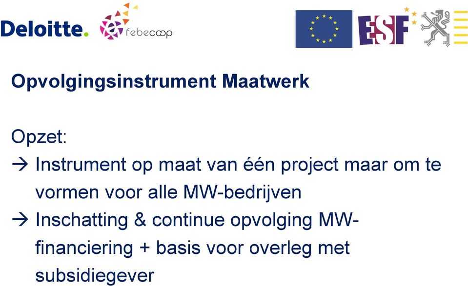 alle MW-bedrijven Inschatting & continue