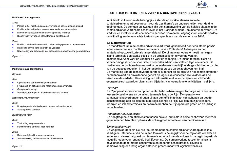 zeehaven Marketing onvoldoende gericht op verlader Uitwisseling van informatie met ketenpartijen onvoldoende georganiseerd Figuur 2.