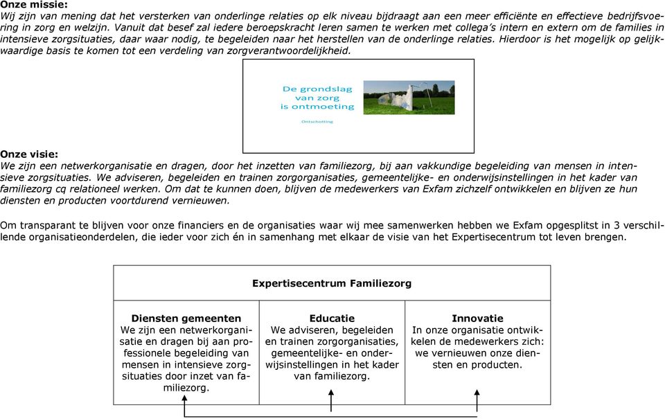 onderlinge relaties. Hierdoor is het mogelijk op gelijkwaardige basis te komen tot een verdeling van zorgverantwoordelijkheid.