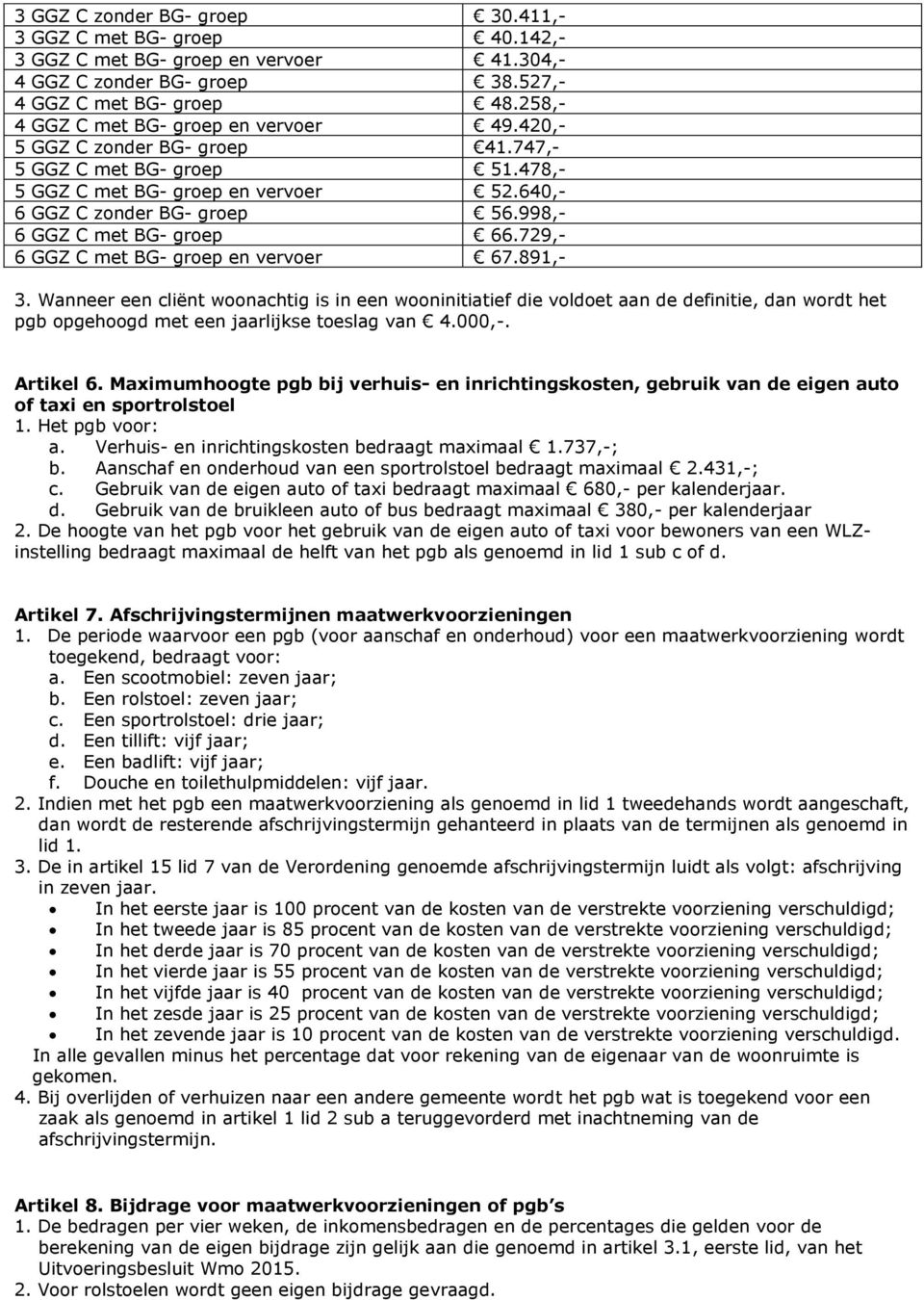 998,- 6 GGZ C met BG- groep 66.729,- 6 GGZ C met BG- groep en vervoer 67.891,- 3.