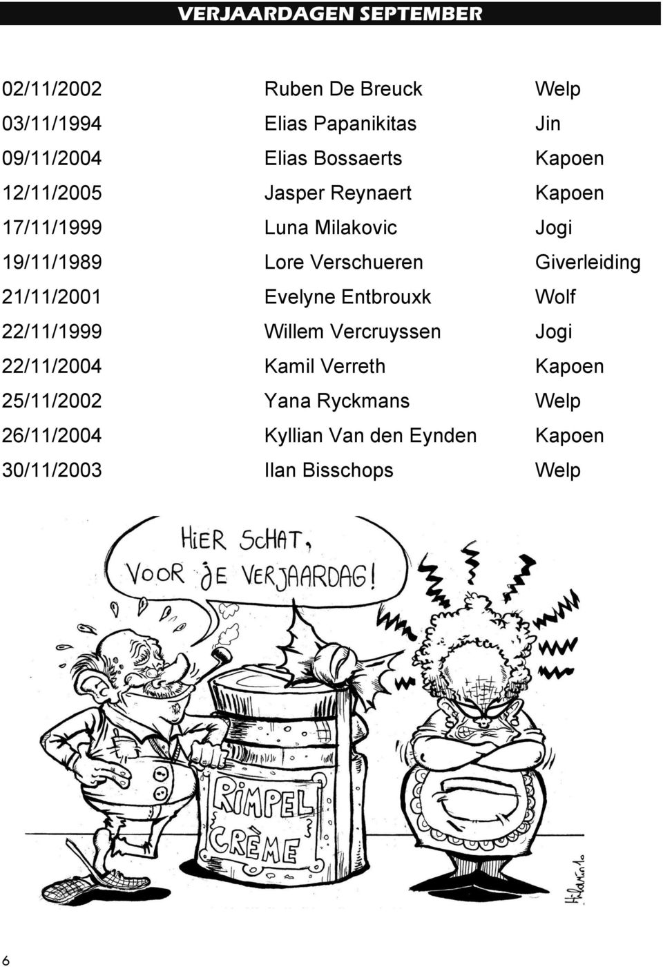 Verschueren Giverleiding 21/11/2001 Evelyne Entbrouxk Wolf 22/11/1999 Willem Vercruyssen Jogi 22/11/2004