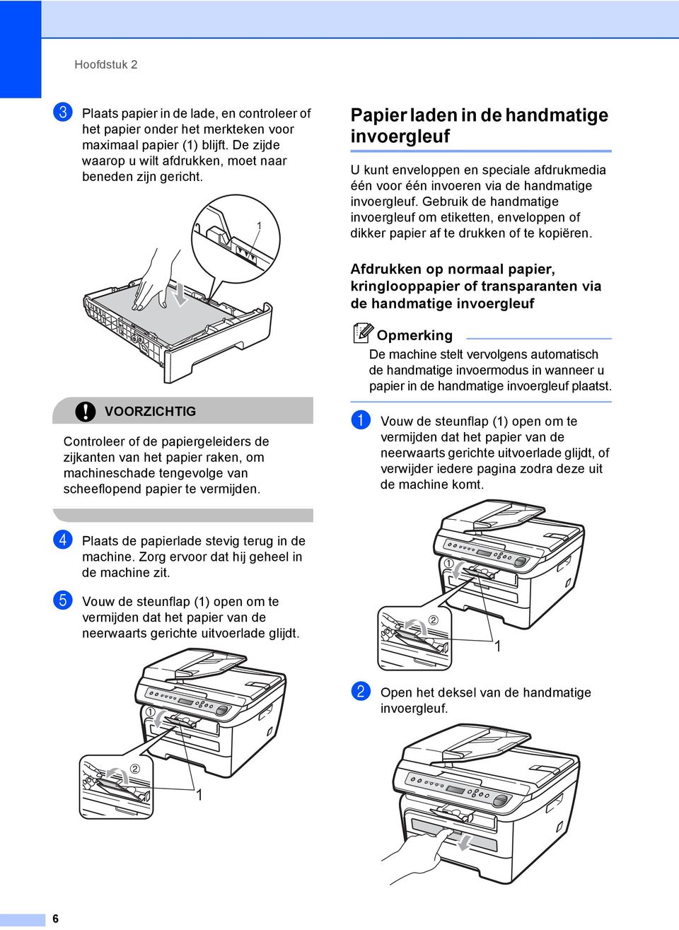 Gebruik de handmatige invoergleuf om etiketten, enveloppen of dikker papier af te drukken of te kopiëren.