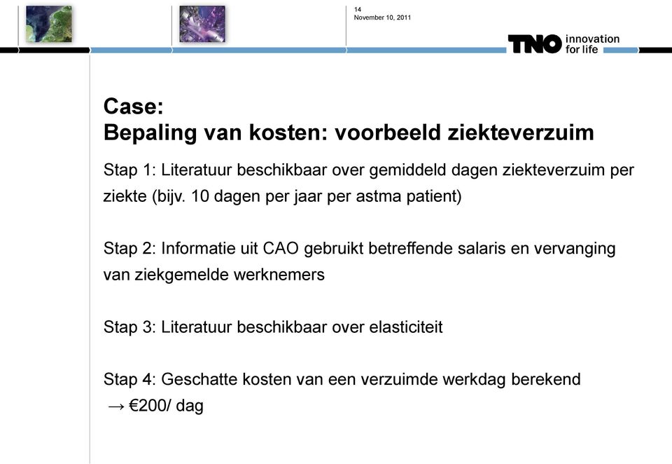 10 dagen per jaar per astma patient) Stap 2: Informatie uit CAO gebruikt betreffende salaris en