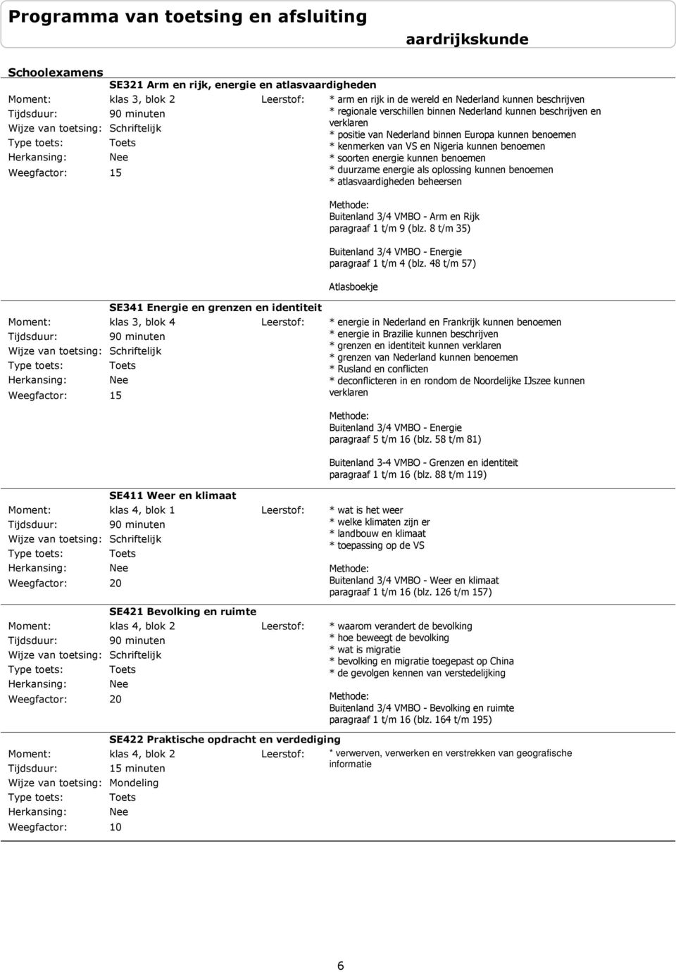 benoemen * atlasvaardigheden beheersen SE341 Energie en grenzen en identiteit 90 minuten 15 Buitenland 3/4 VMBO - Arm en Rijk paragraaf 1 t/m 9 (blz.