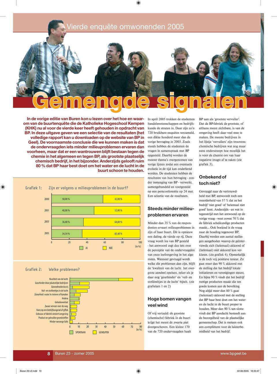 De voornaamste conclusie die we kunnen maken is dat de ondervraagden iets minder milieuproblemen ervaren dan voorheen, maar dat er een wantrouwen blijft bestaan tegen de chemie in het algemeen en