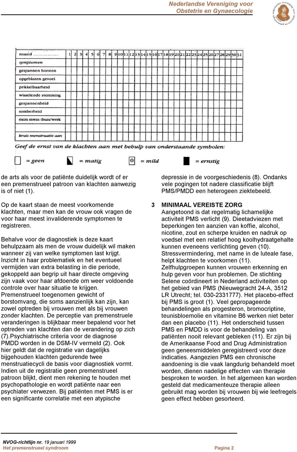 Behalve voor de diagnostiek is deze kaart behulpzaam als men de vrouw duidelijk wil maken wanneer zij van welke symptomen last krijgt.