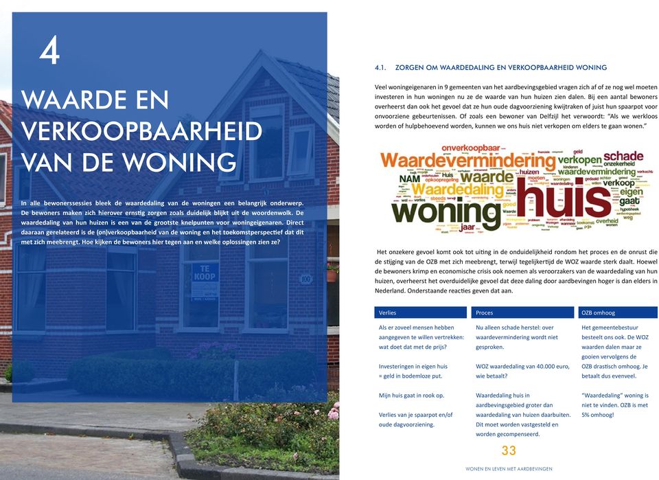 nu ze de waarde van hun huizen zien dalen. Bij een aantal bewoners overheerst dan ook het gevoel dat ze hun oude dagvoorziening kwijtraken of juist hun spaarpot voor onvoorziene gebeurtenissen.