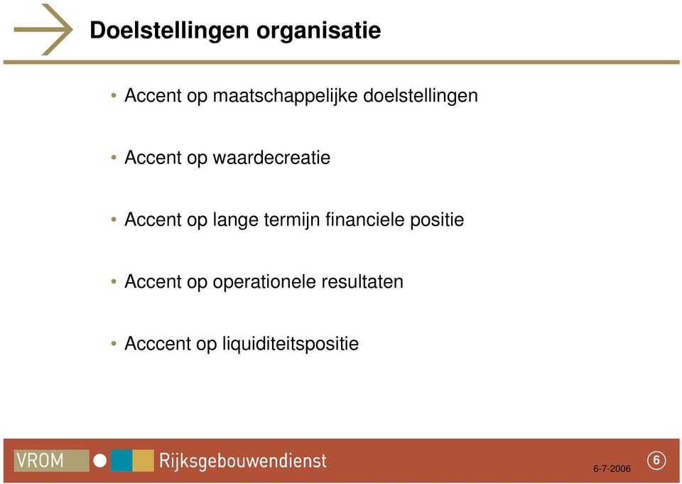 waardecreatie Accent op lange termijn financiele