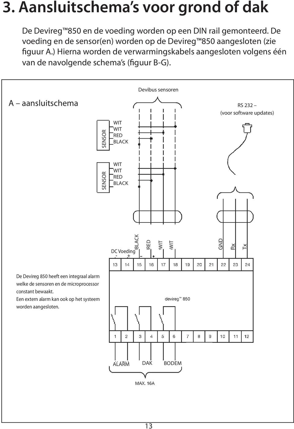 ) Hierna worden de verwarmingskabels aangesloten volgens één van de navolgende schema s (figuur B-G).