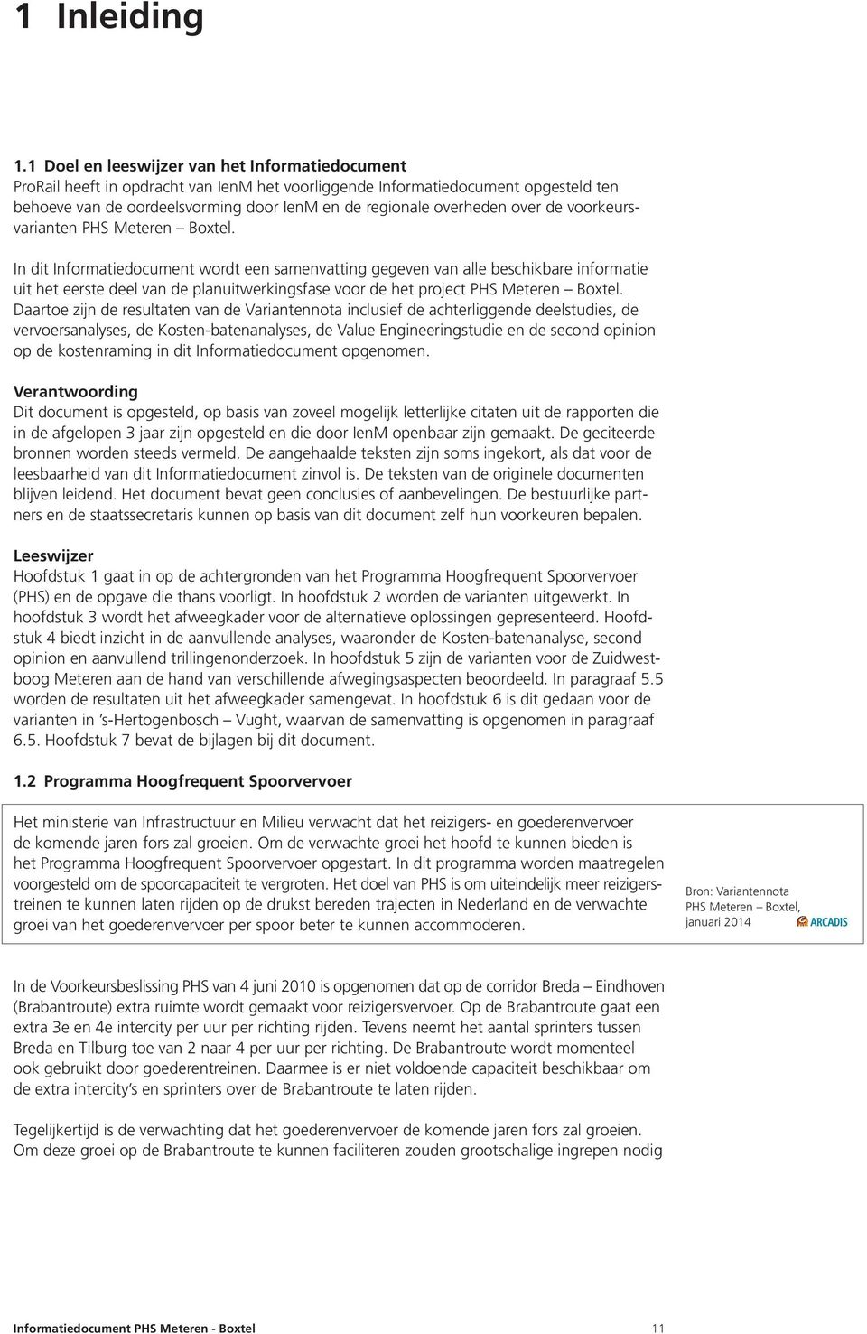 over de voorkeursvarianten PHS Meteren Boxtel.