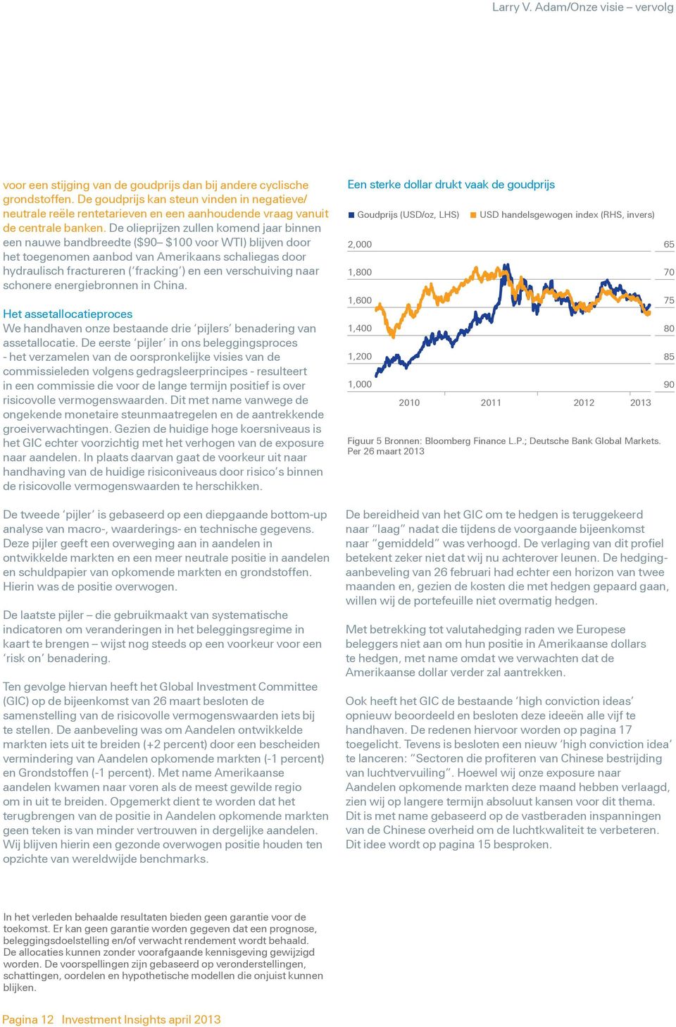 De olieprijzen zullen komend jaar binnen een nauwe bandbreedte ($90 $100 voor WTI) blijven door het toegenomen aanbod van Amerikaans schaliegas door hydraulisch fractureren ( fracking ) en een