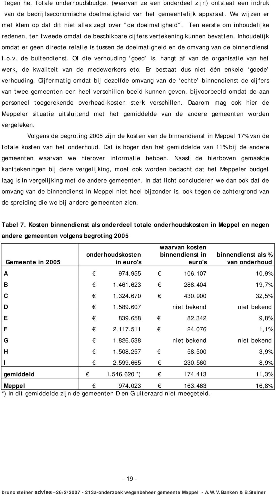 Inhoudelijk omdat er geen directe relatie is tussen de doelmatigheid en de omvang van de binnendienst t.o.v. de buitendienst.