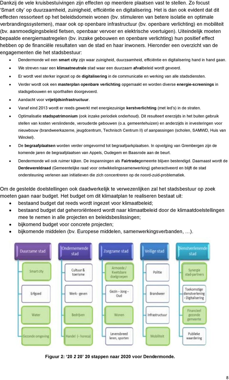 openbare verlichting) en mobiliteit (bv. aanmoedigingsbeleid fietsen, openbaar vervoer en elektrische voertuigen). Uiteindelijk moeten bepaalde energiemaatregelen (bv.