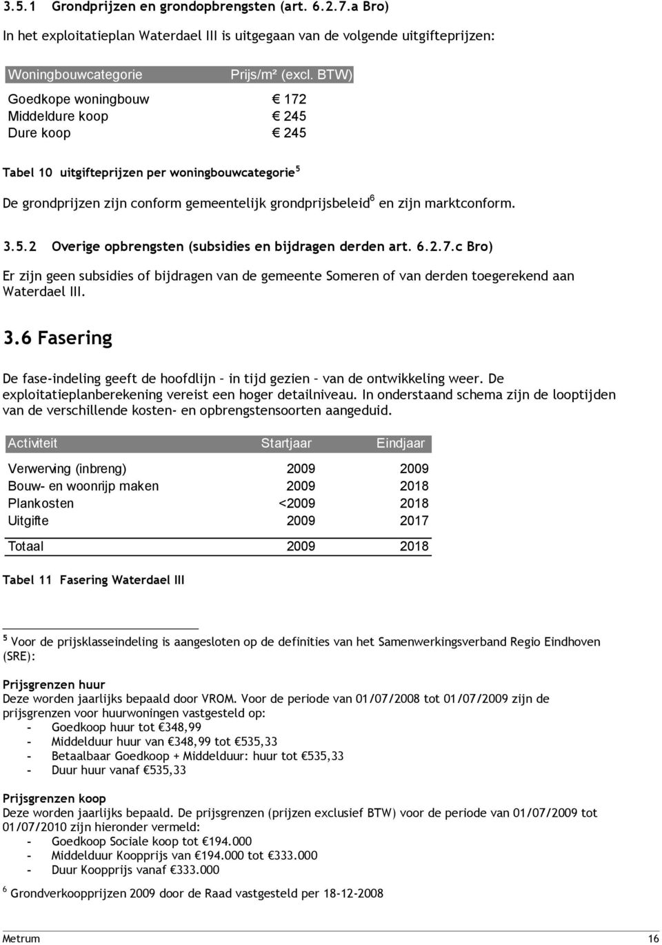 5.2 Overige opbrengsten (subsidies en bijdragen derden art. 6.2.7.c Bro) Er zijn geen subsidies of bijdragen van de gemeente Someren of van derden toegerekend aan Waterdael III. 3.