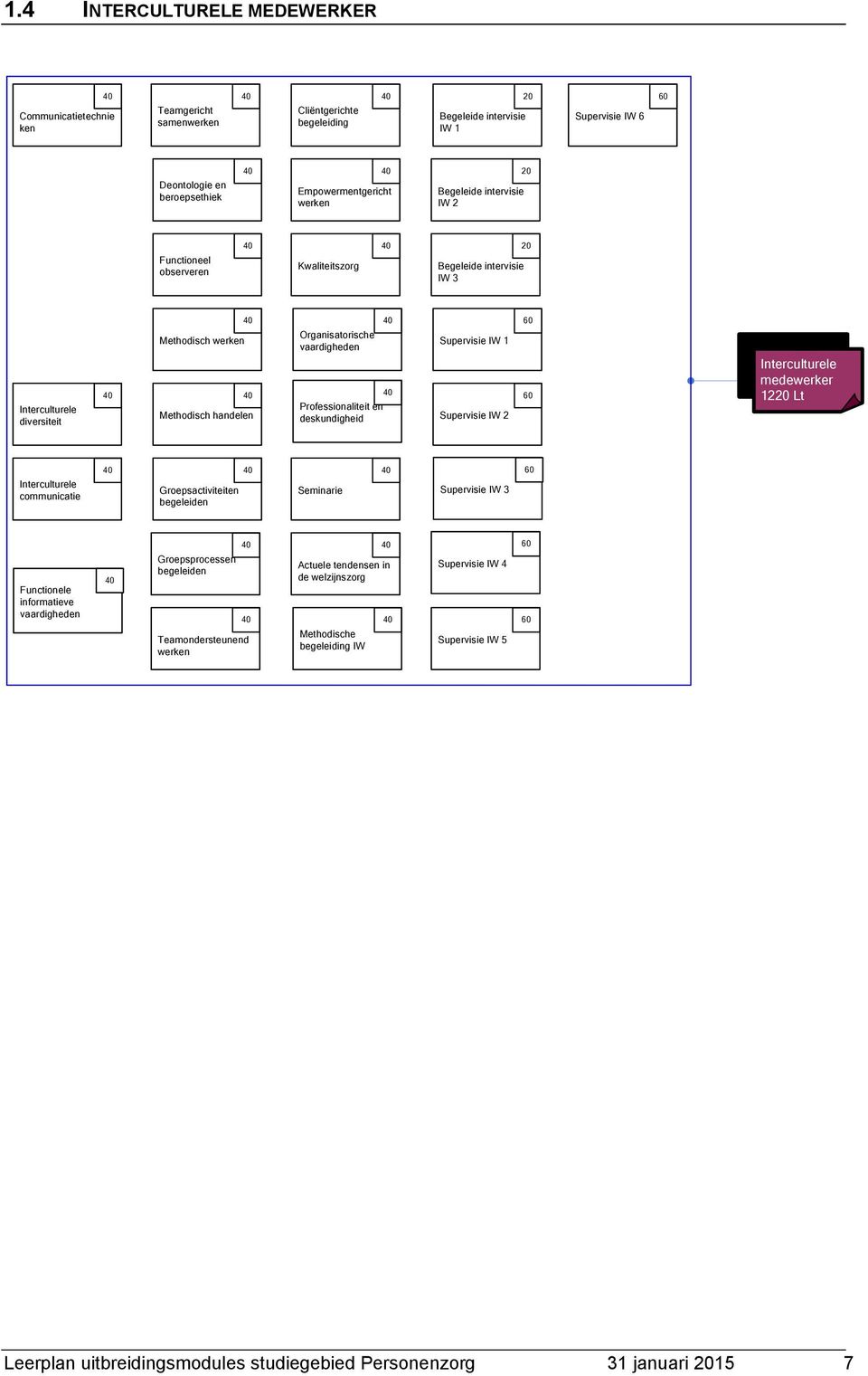 Organisatorische vaardigheden Professionaliteit en deskundigheid Supervisie IW 1 Supervisie IW 2 60 60 Interculturele medewerker 1220 Lt Interculturele communicatie Groepsactiviteiten begeleiden