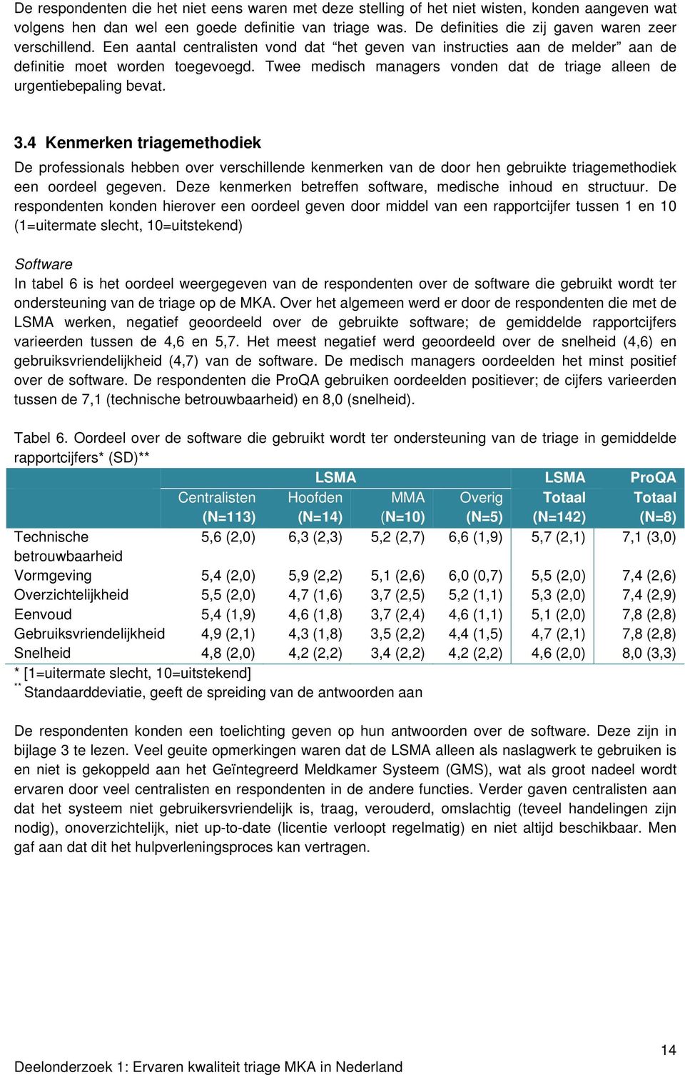 Twee medisch managers vonden dat de triage alleen de urgentiebepaling bevat. 3.