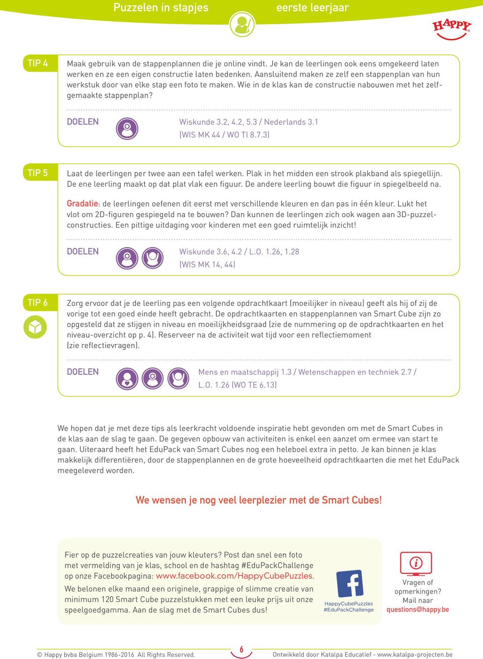 2, 5.3 / Nederlands 3.1 (WIS MK 44 / WO TI 8.7.3) TIP 5 Laat de leerlingen per twee aan een tafel werken. Plak in het midden een strook plakband als spiegellijn.