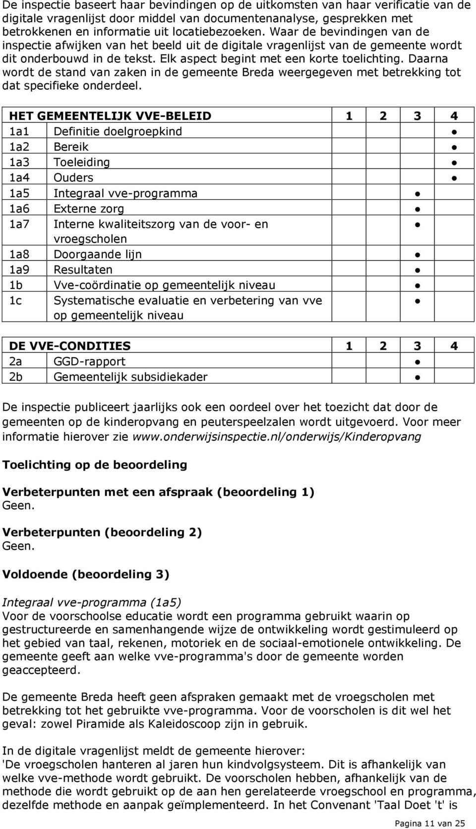 Daarna wordt de stand van zaken in de gemeente Breda weergegeven met betrekking tot dat specifieke onderdeel.