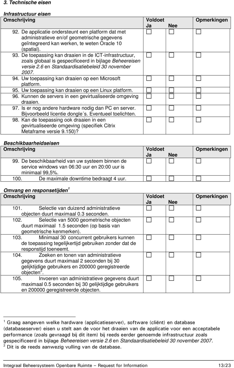 Uw toepassing kan draaien op een Microsoft platform. 95. Uw toepassing kan draaien op een Linux platform. 96. Kunnen de servers in een gevirtualiseerde omgeving draaien. 97.