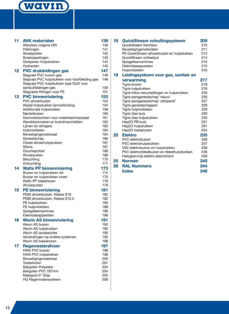 Wadal hulpstukken lijmverbinding 154 Additionele hulpstukken 158 Mantelbuizen 160 Doorvoerbochten voor meterkastvloerplaat 161 Wanddoorvoeren en brandmanchetten 162 Lijmen en reinigers 163