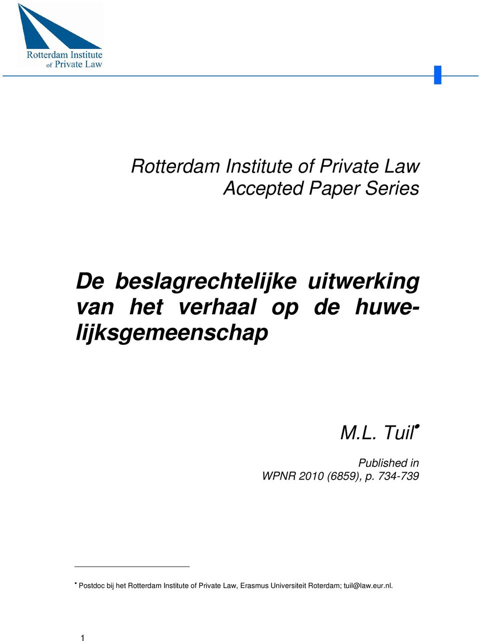 M.L. Tuil Published in WPNR 2010 (6859), p.
