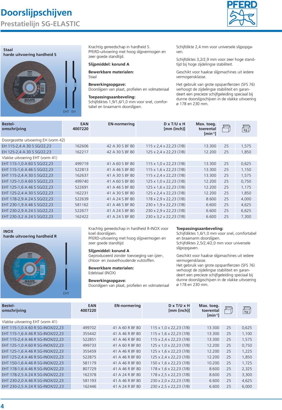 Schijfdiktes 3,2/2,9 mm voor zeer hoge standtijd ij hoge zijdelingse stailiteit. Geschikt voor haakse slijpmachines uit iedere vermogensklasse.