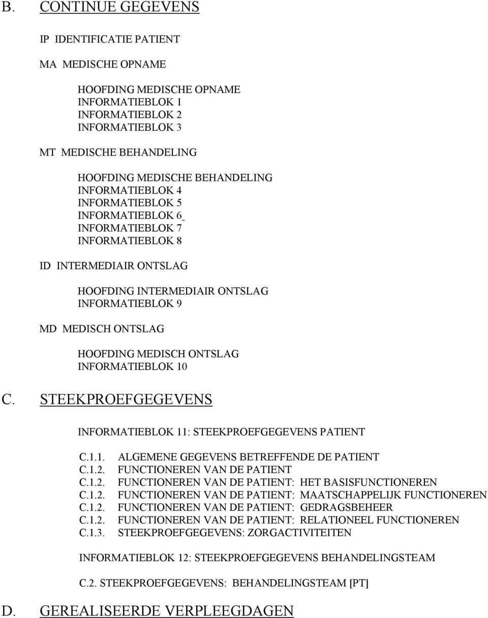 INFORMATIEBLOK 10 C. STEEKPROEFGEGEVENS INFORMATIEBLOK 11: STEEKPROEFGEGEVENS PATIENT C.1.1. C.1.2. C.1.2. C.1.2. C.1.2. C.1.2. C.1.3.