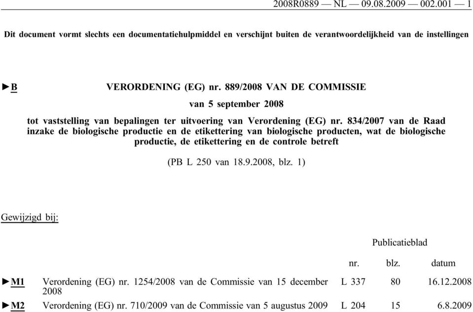 834/2007 van de Raad inzake de biologische productie en de etikettering van biologische producten, wat de biologische productie, de etikettering en de controle betreft (PB L 250