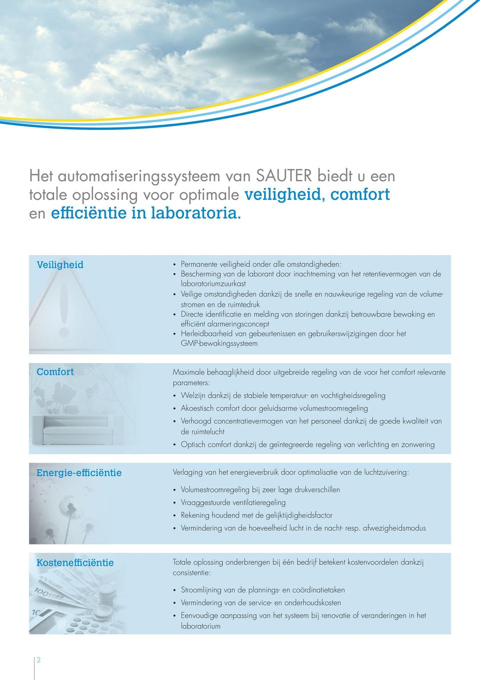 en nauwkeurige regeling van de volumestromen en de ruimtedruk Directe identifi catie en melding van storingen dankzij betrouwbare bewaking en effi ciënt alarmeringsconcept Herleidbaarheid van