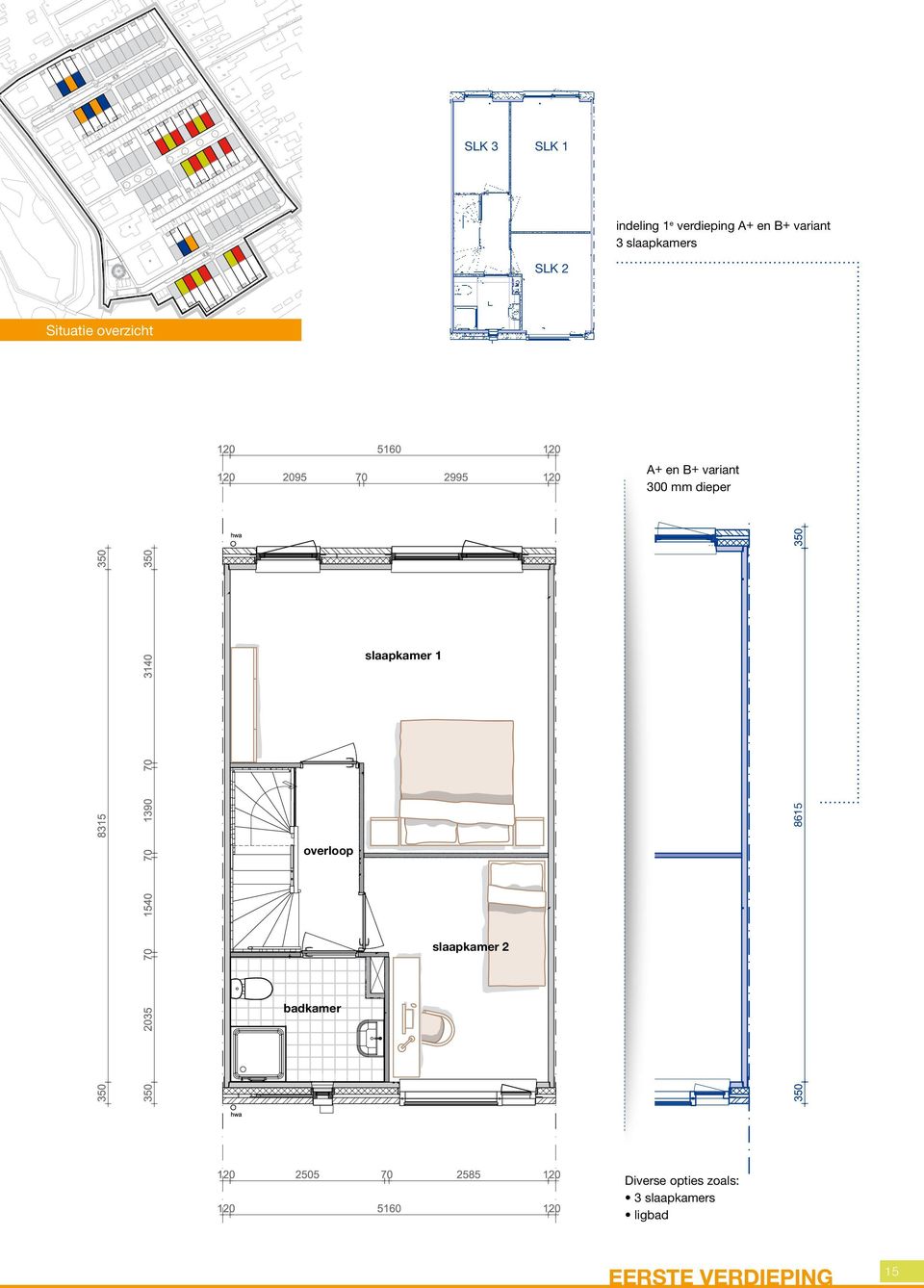 mm dieper 8615 slaapkamer 1 overloop slaapkamer 2 badkamer