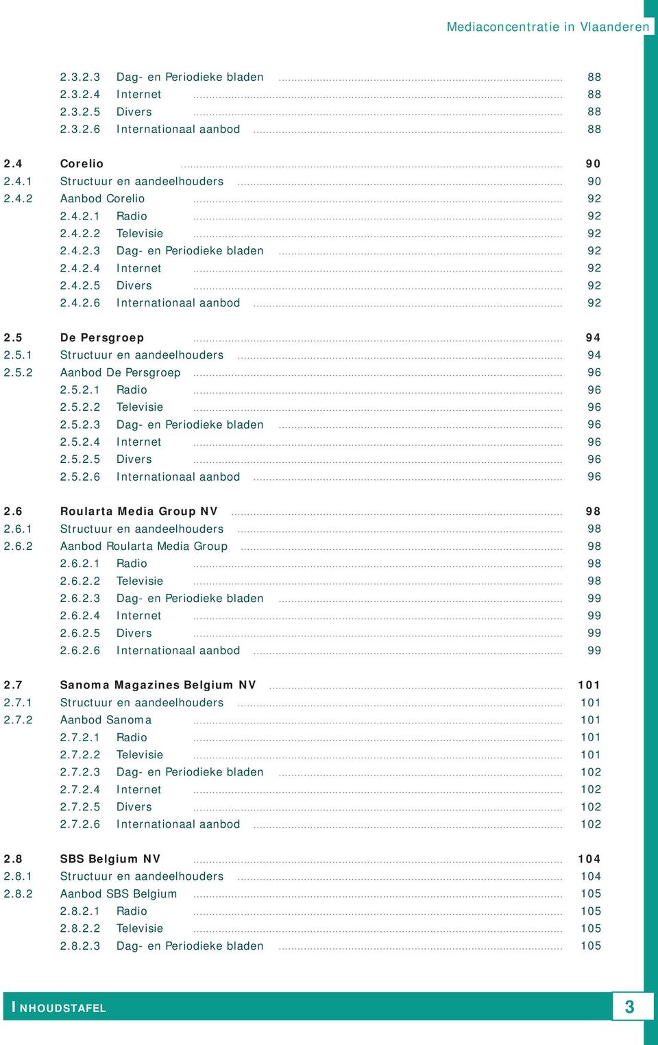 .. 94 2.5.2 Aanbod De Persgroep... 96 2.5.2.1 Radio... 96 2.5.2.2 Televisie... 96 2.5.2.3 Dag- en Periodieke bladen... 96 2.5.2.4 Internet... 96 2.5.2.5 Divers... 96 2.5.2.6 Internationaal aanbod.