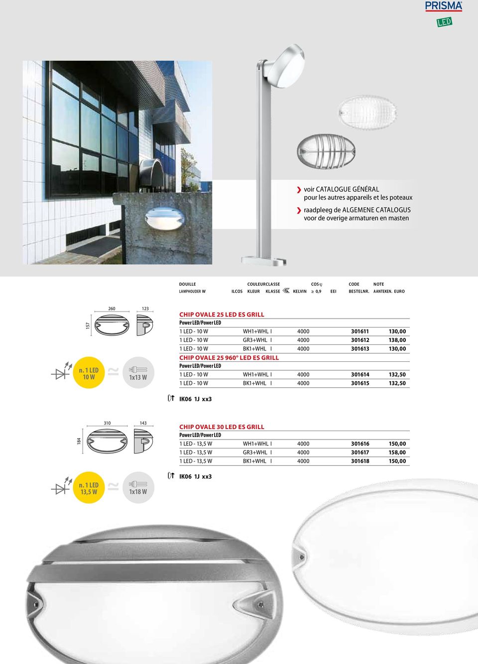 1 LED 10 W 260 123 p1x13 W Chip ovale 25 LED ES GRILL 1 LED - 10 W WH1+WHL I 4000 301611 130,00 1 LED - 10 W GR3+WHL I 4000 301612 138,00 1 LED - 10 W BK1+WHL I 4000 301613 130,00 Chip ovale