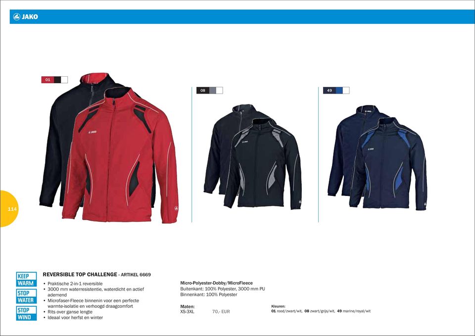 draagcomfort Rits over ganse lengte Ideaal voor herfst en winter Micro-Polyester-Dobby/MicroFleece Buitenkant: