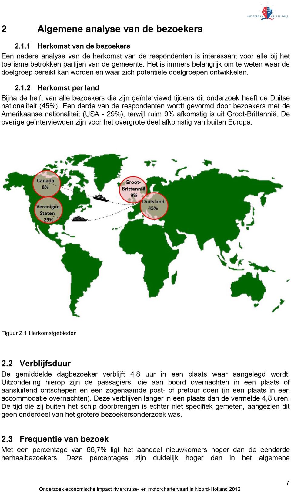 2 Herkomst per land Bijna de helft van alle bezoekers die zijn geïnterviewd tijdens dit onderzoek heeft de Duitse nationaliteit (45%).