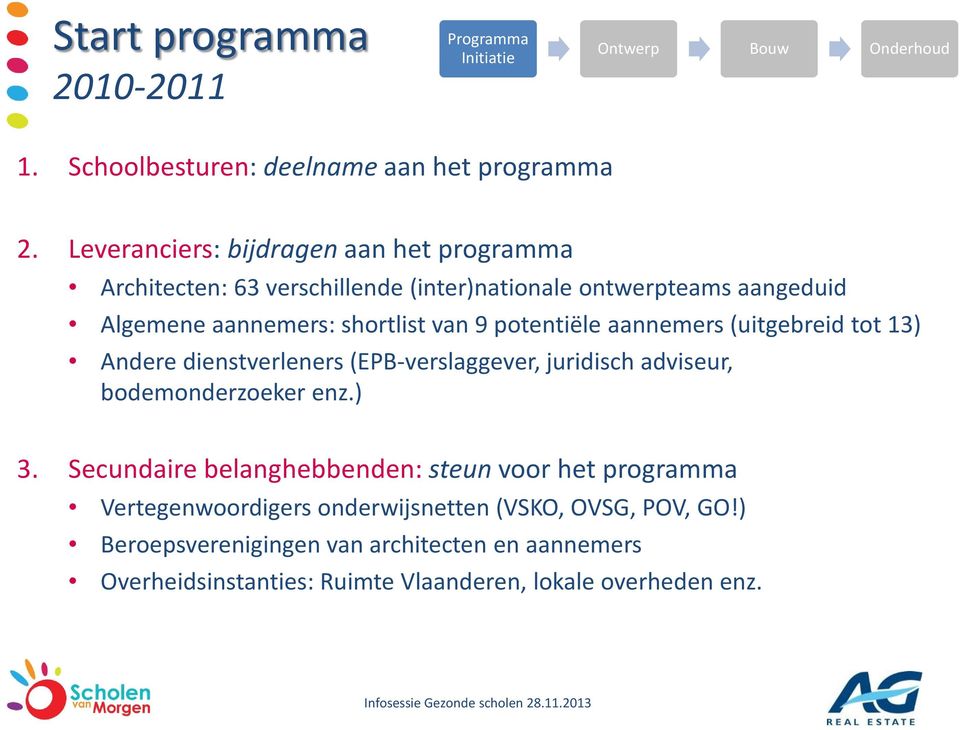 potentiële aannemers (uitgebreid tot 13) Andere dienstverleners (EPB-verslaggever, juridisch adviseur, bodemonderzoeker enz.) 3.