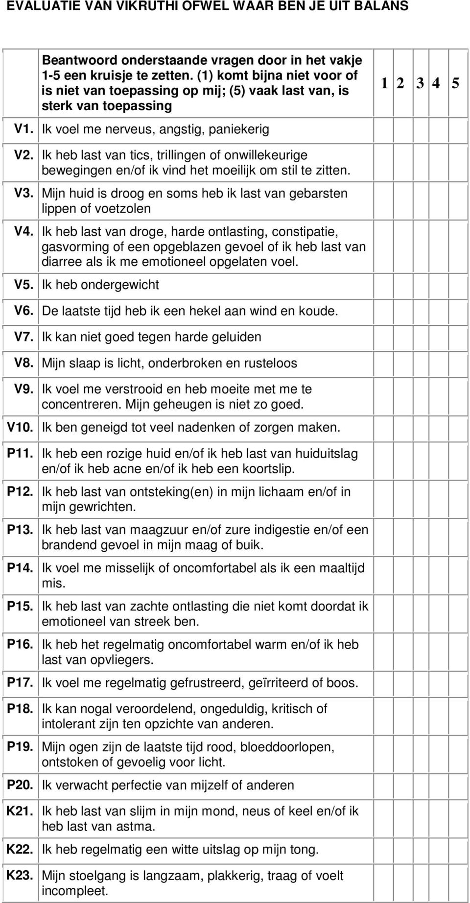 Ik heb last van tics, trillingen of onwillekeurige bewegingen en/of ik vind het moeilijk om stil te zitten. V3. Mijn huid is droog en soms heb ik last van gebarsten lippen of voetzolen V4.