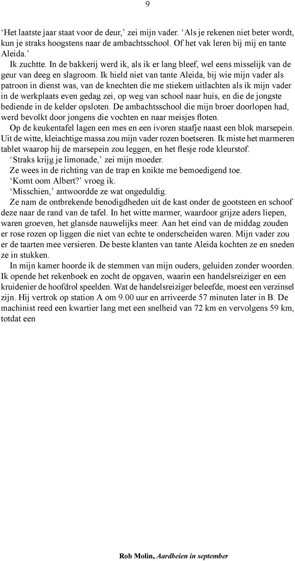 Ik hield niet van tante Aleida, bij wie mijn vader als patroon in dienst was, van de knechten die me stiekem uitlachten als ik mijn vader in de werkplaats even gedag zei, op weg van school naar huis,