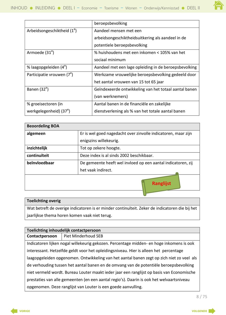 van 15 tot 65 jaar Banen (32 e ) Geïndexeerde ontwikkeling van het totaal aantal banen (van werknemers) % groeisectoren (in Aantal banen in de financiële en zakelijke werkgelegenheid) (37 e )