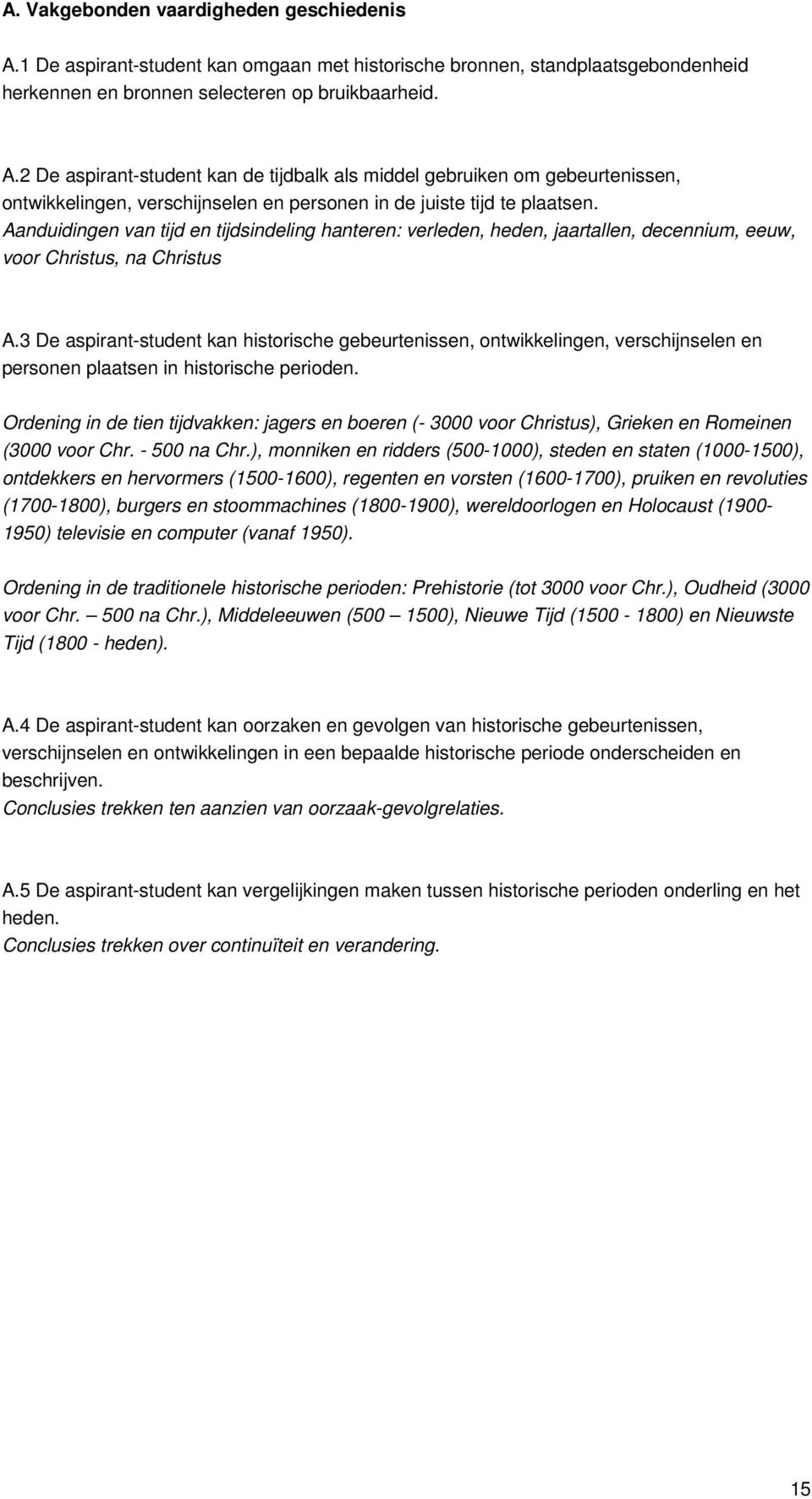 3 De aspirant-student kan historische gebeurtenissen, ontwikkelingen, verschijnselen en personen plaatsen in historische perioden.