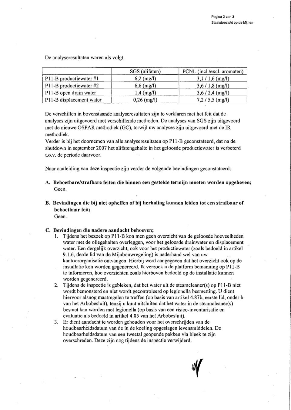 aromaten) 3,1 /1,6 (mg/i) 3,6/1,8 (mg/l) 3,6/2,4 (mg/l) 7,2/5,5 (mg/l) De verschillen in bovenstaande analyseresultaten zijn te verklaren met het feit dat de analyses zijn uitgevoerd met