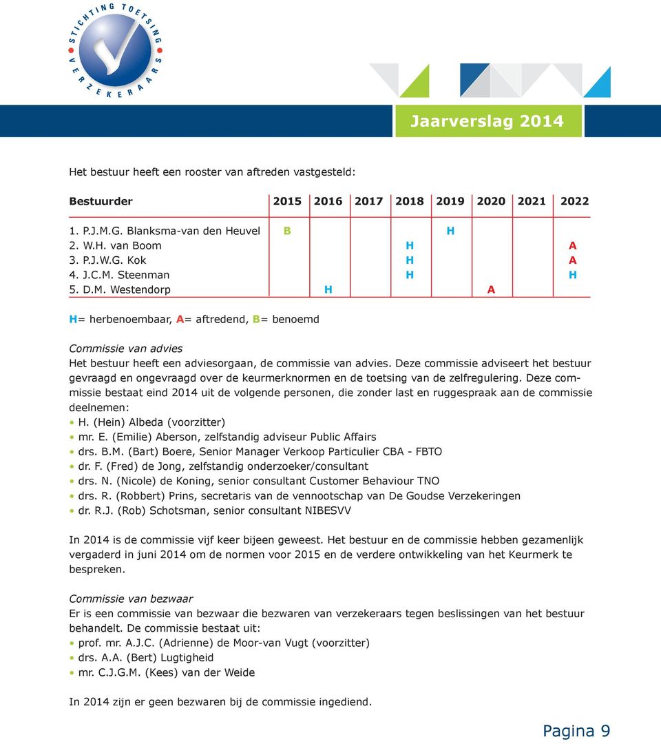 Deze commissie adviseert het bestuur gevraagd en ongevraagd over de keurmerknormen en de toetsing van de zelfregulering.